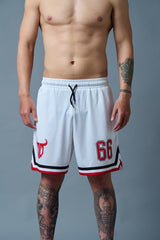 66 Printed White Polyester Shorts for Men - Go Devil