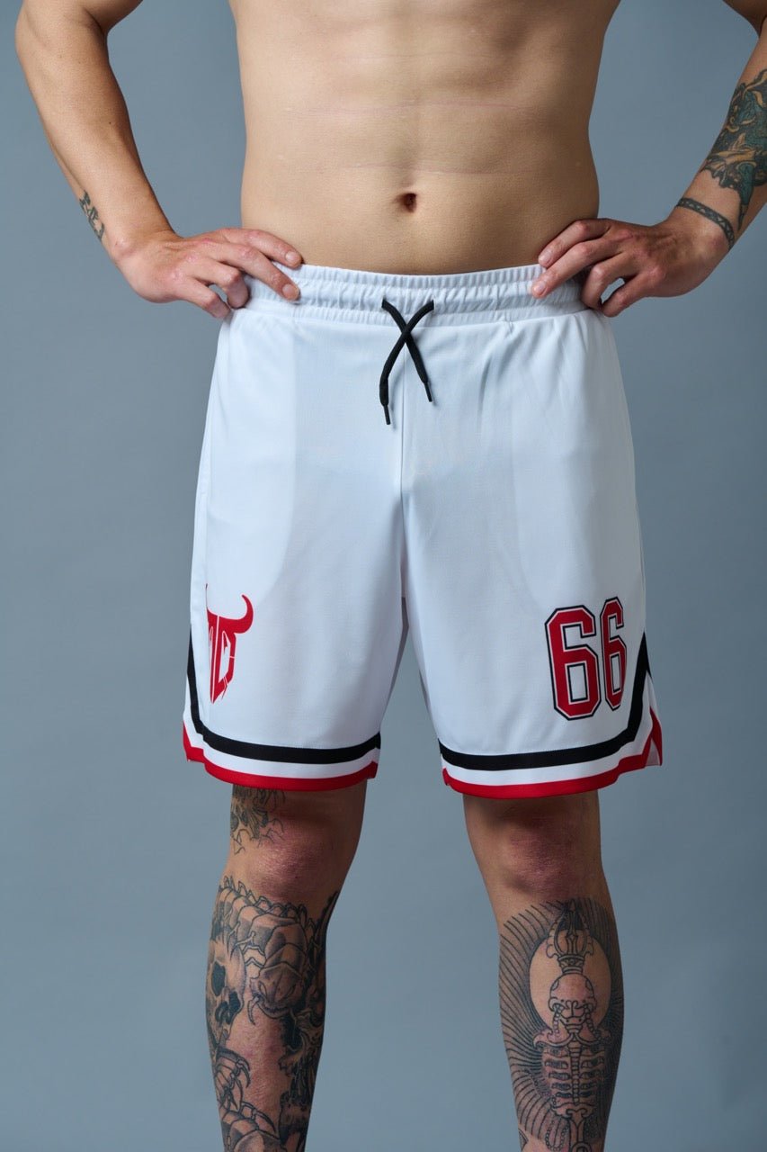 66 Printed White Polyester Shorts for Men - Go Devil