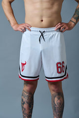 66 Printed White Polyester Shorts for Men - Go Devil