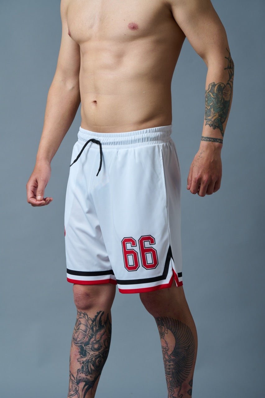 66 Printed White Polyester Shorts for Men - Go Devil