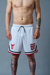 66 Printed White Polyester Shorts for Men - Go Devil