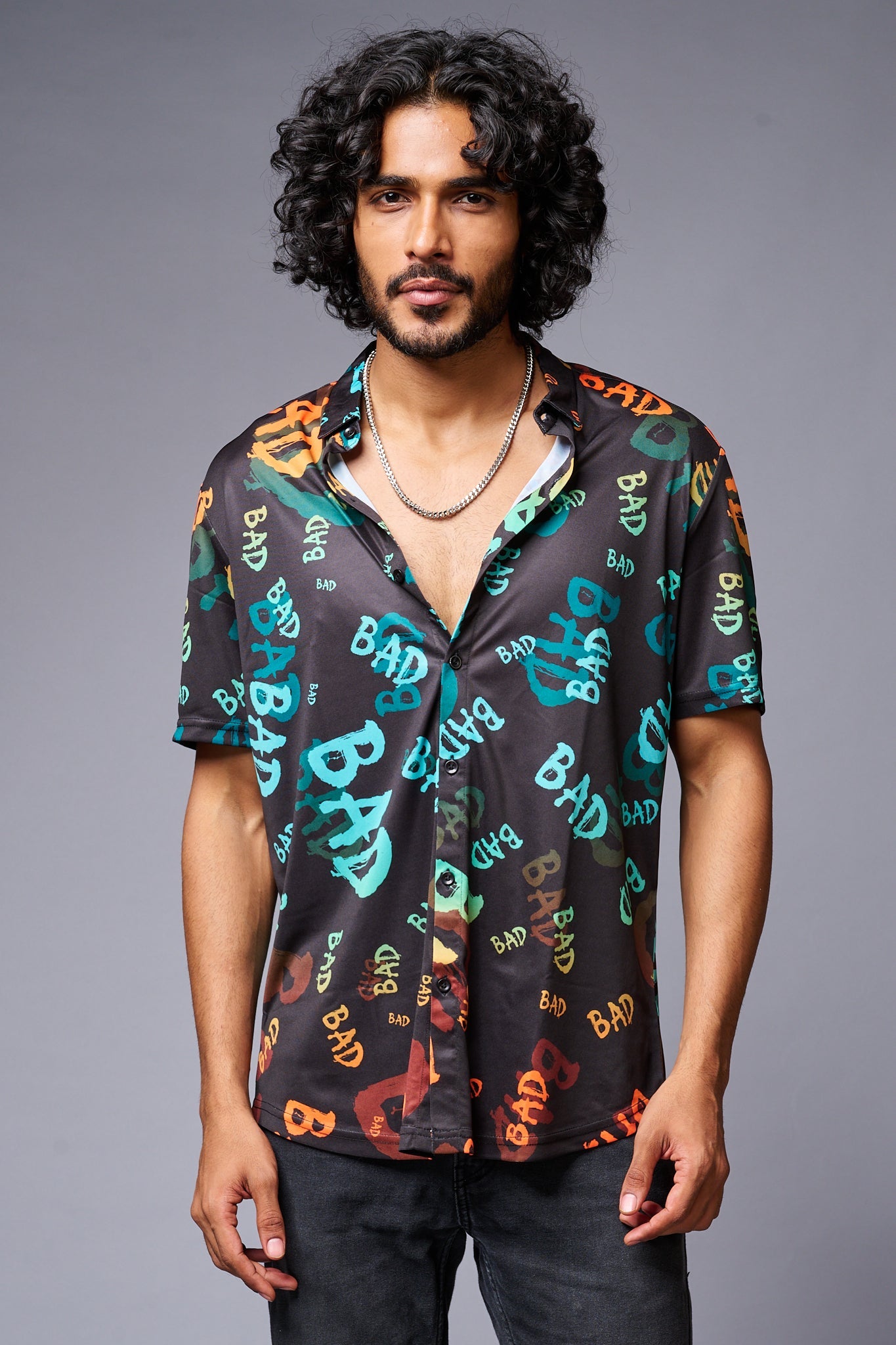 BAD Printed Black Shirt for Men - Go Devil