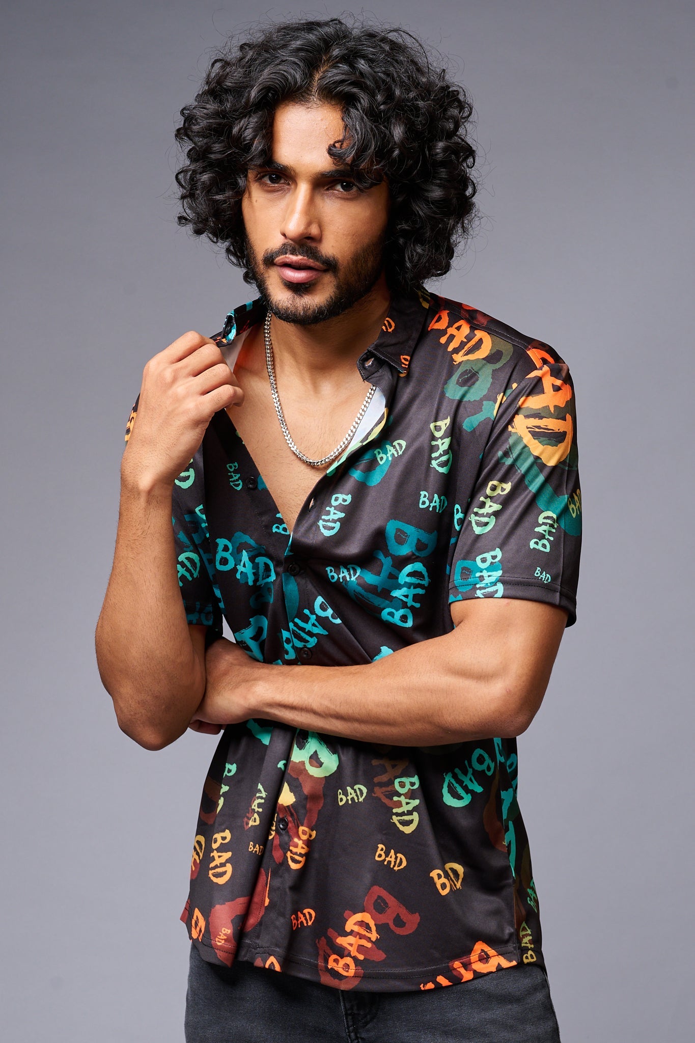 BAD Printed Black Shirt for Men - Go Devil