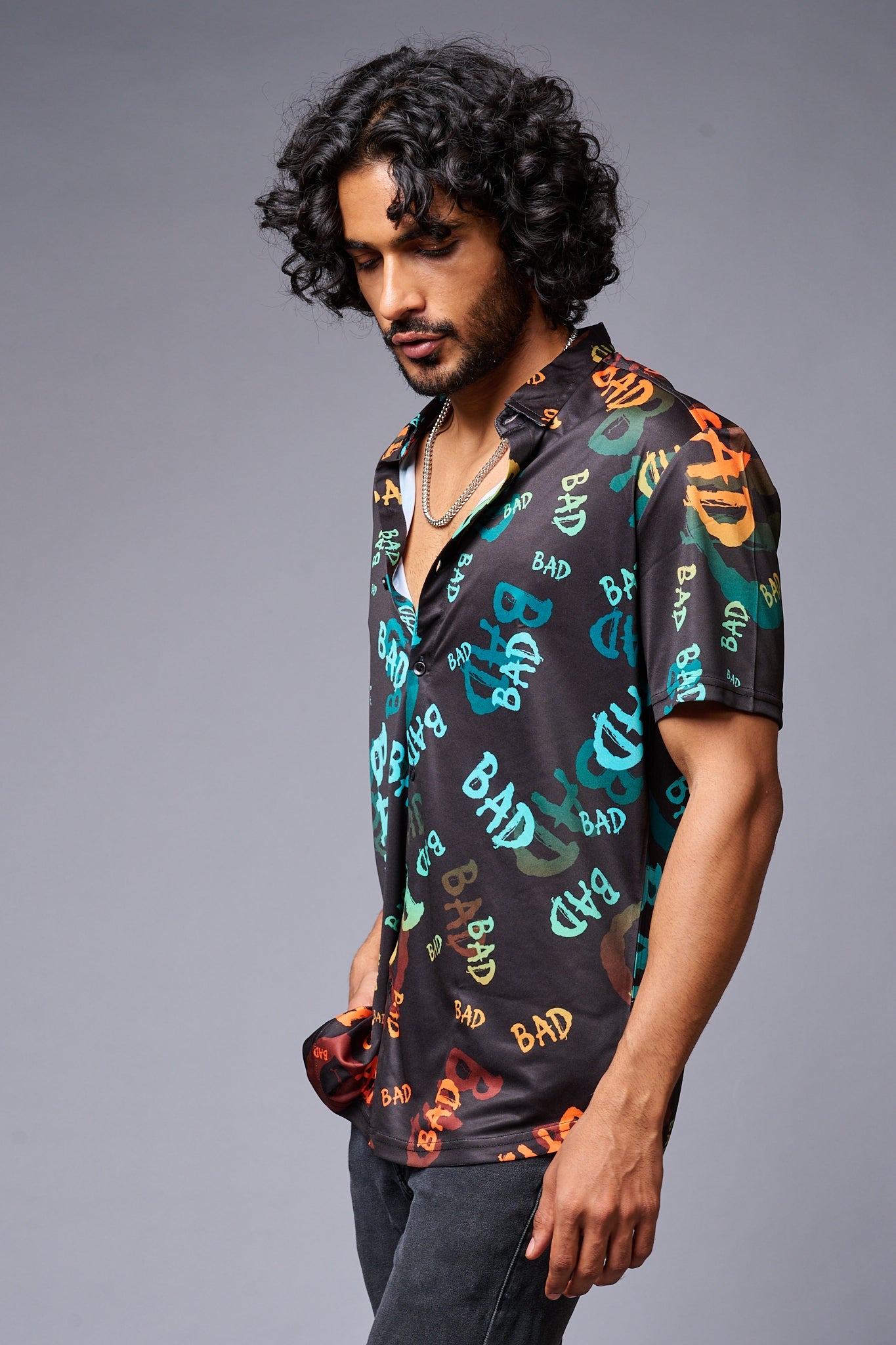 BAD Printed Black Shirt for Men - Go Devil