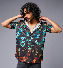 BAD Printed Black Shirt for Men - Go Devil