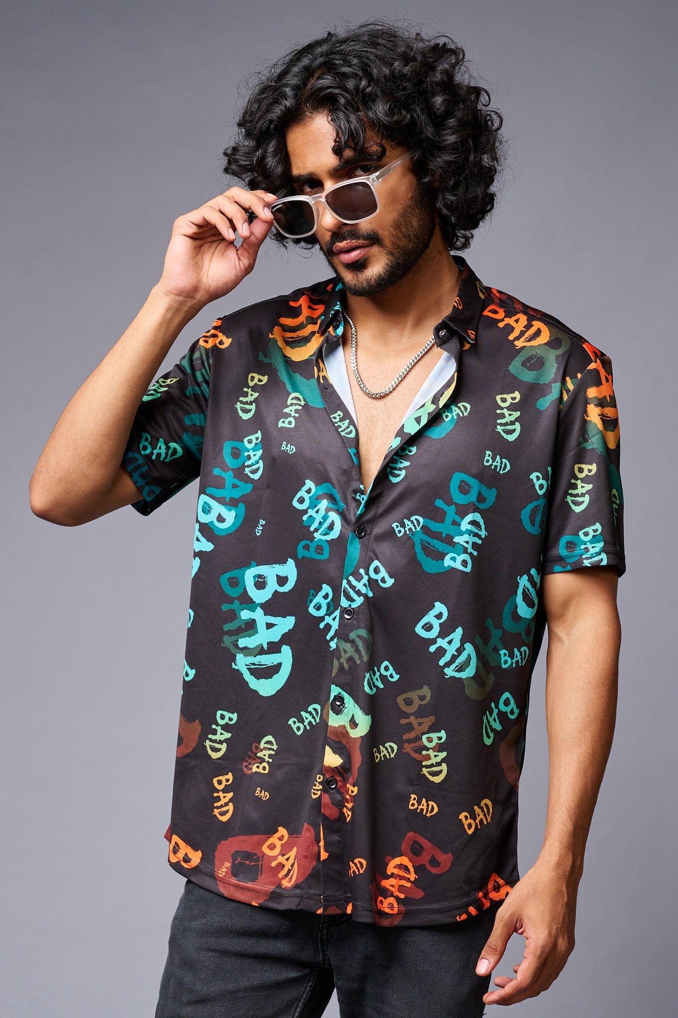 BAD Printed Black Shirt for Men - Go Devil