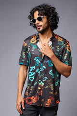 BAD Printed Black Shirt for Men - Go Devil