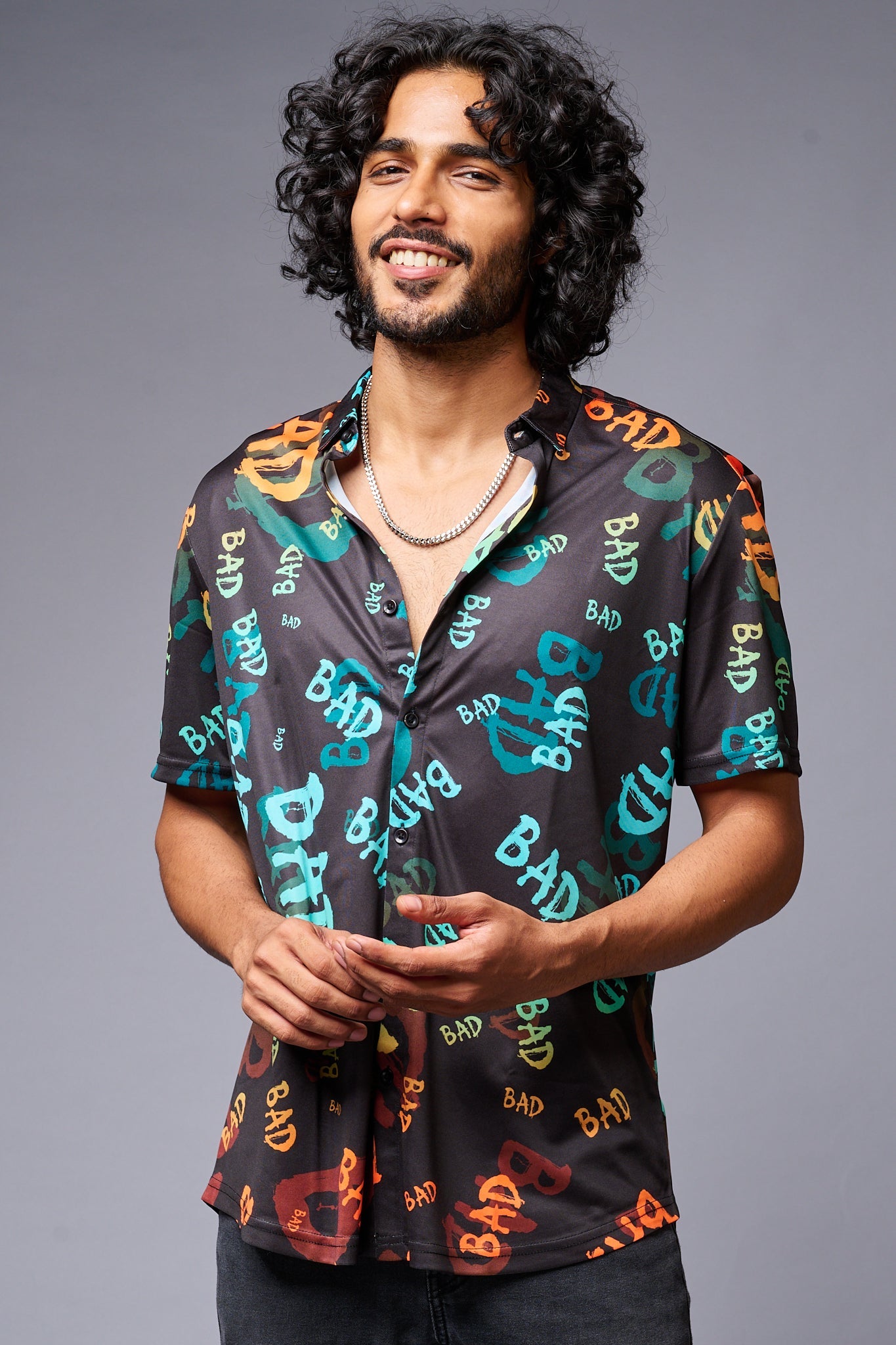 BAD Printed Black Shirt for Men - Go Devil