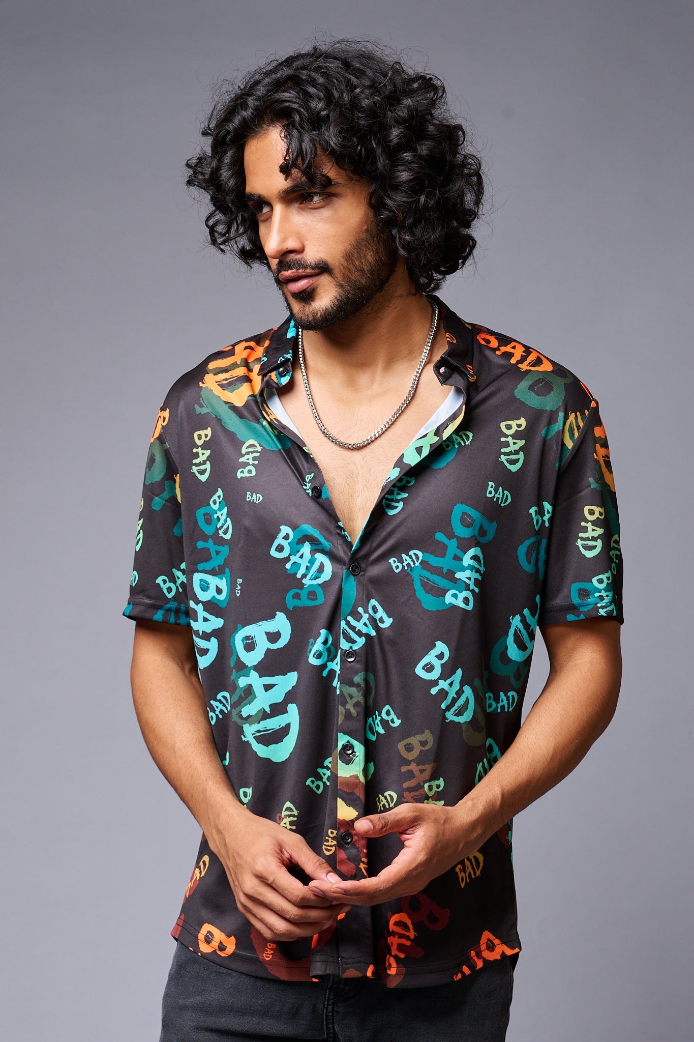 BAD Printed Black Shirt for Men - Go Devil