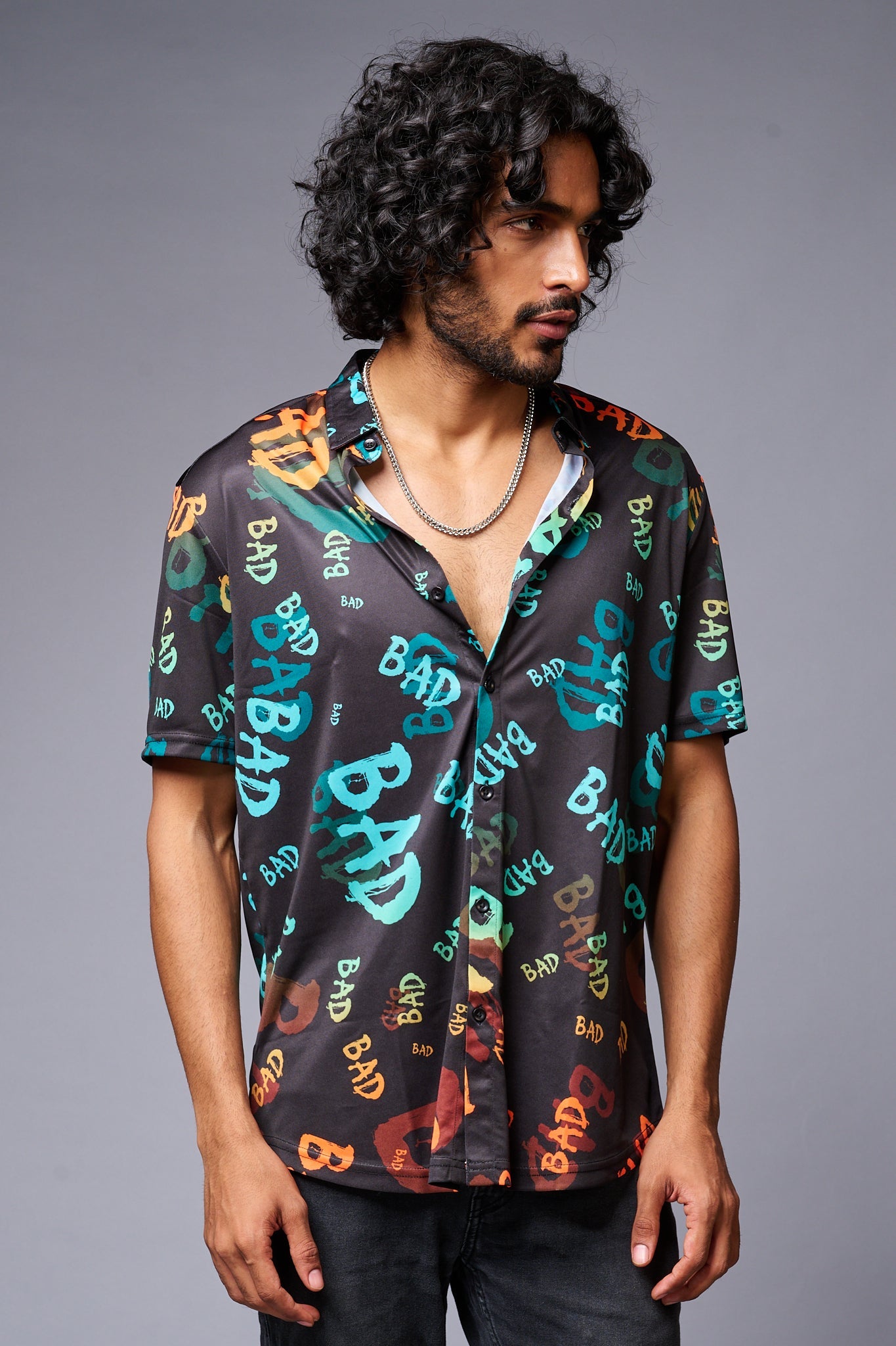 BAD Printed Black Shirt for Men - Go Devil