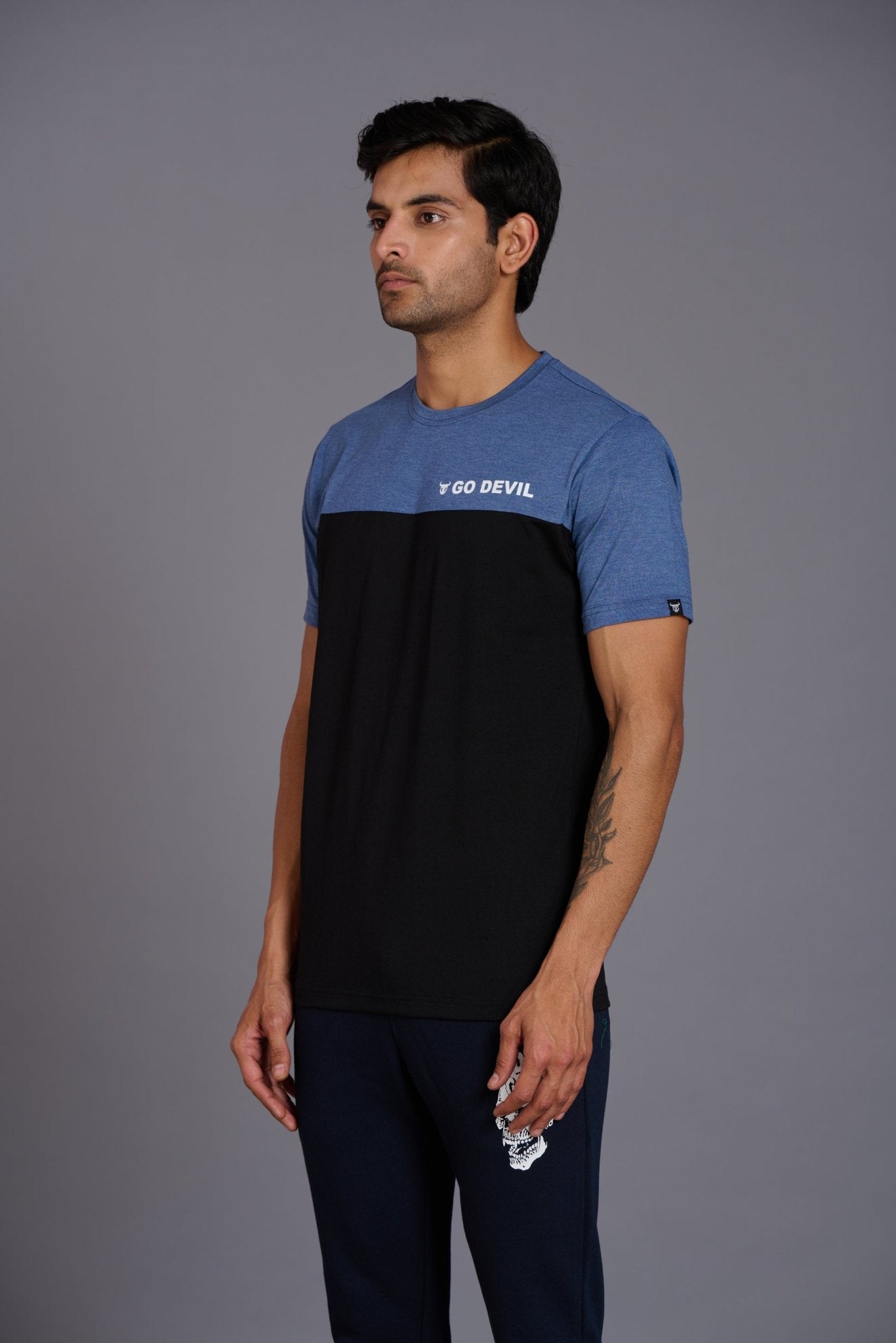 Black & Blue Color T-Shirt for Men - Go Devil