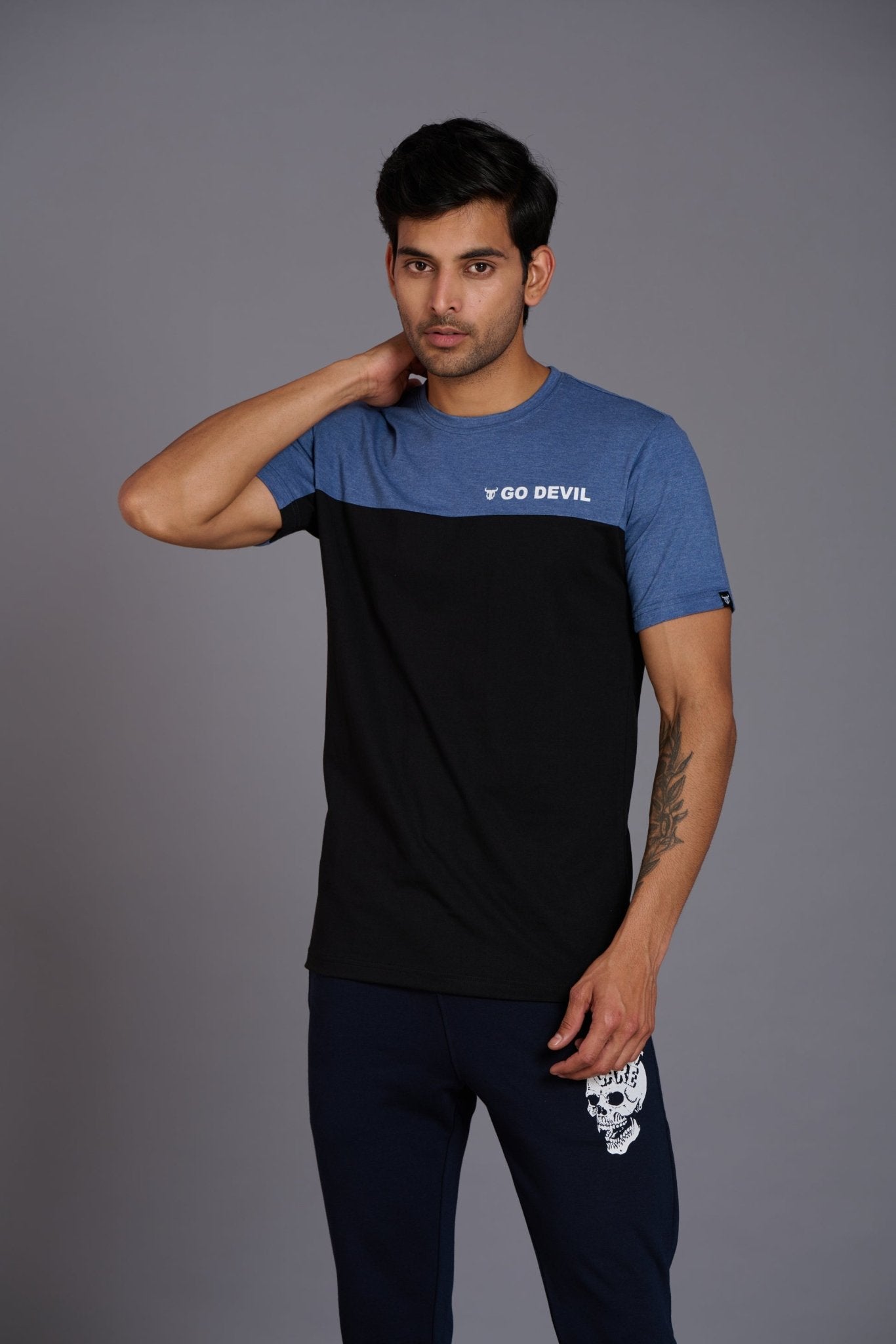 Black & Blue Color T-Shirt for Men - Go Devil