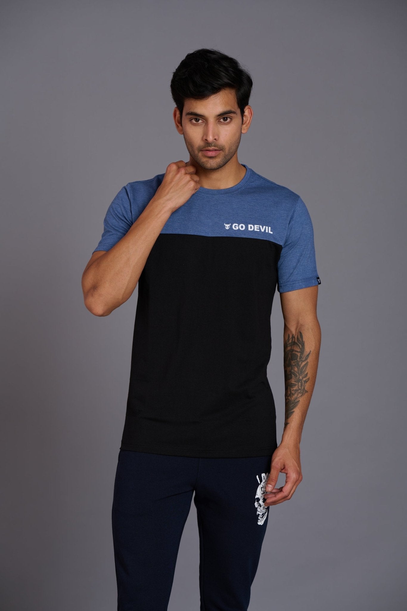 Black & Blue Color T-Shirt for Men - Go Devil