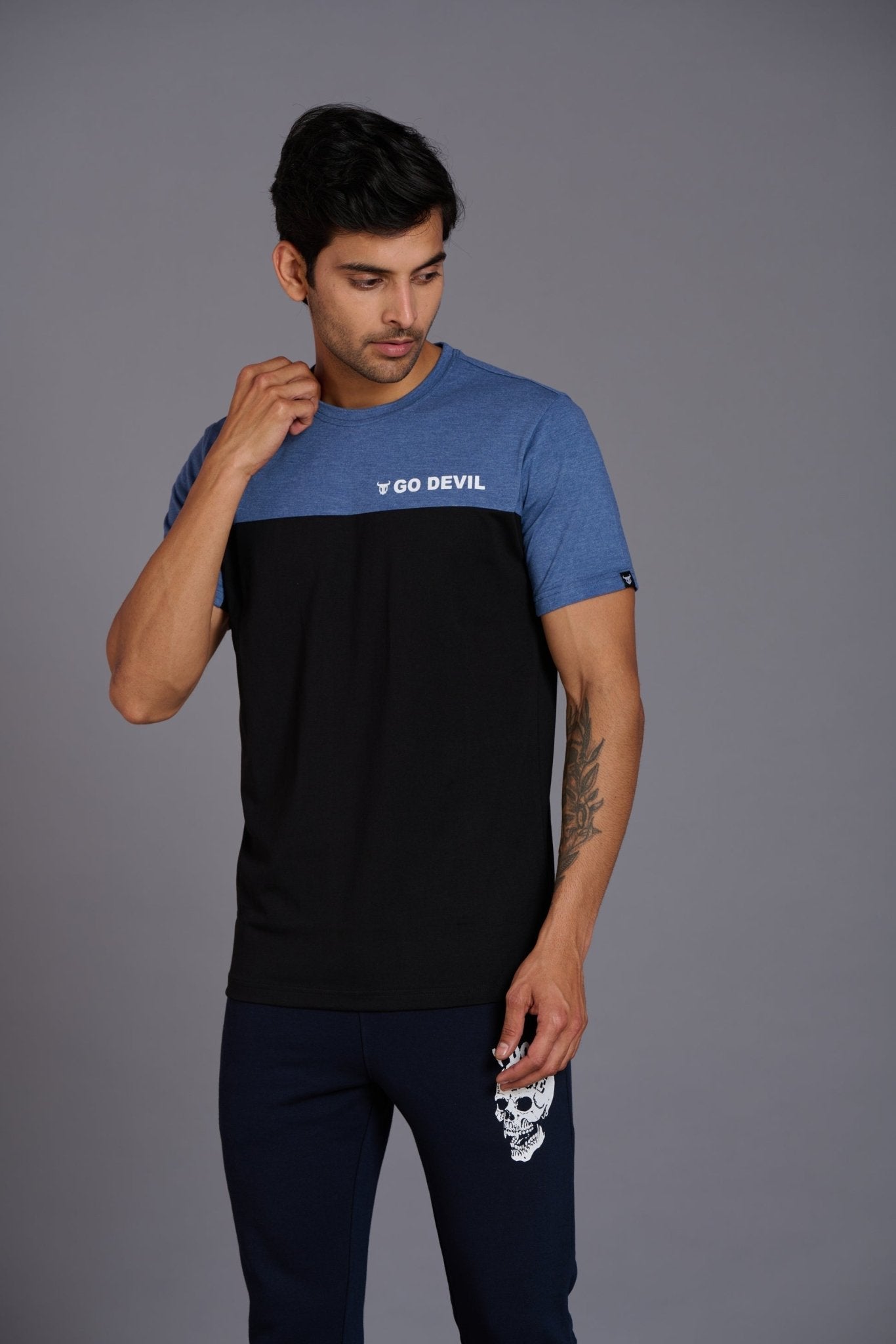 Black & Blue Color T-Shirt for Men - Go Devil