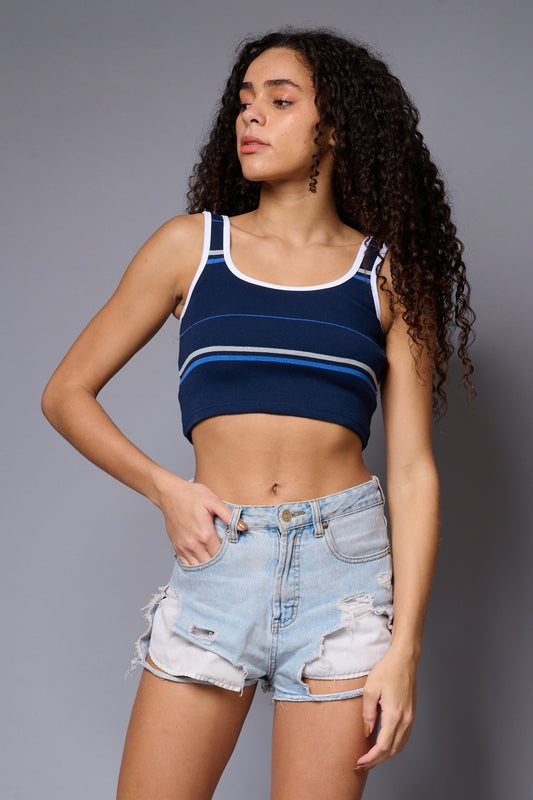 Blue Crop Top Crop Top for Women - Go Devil