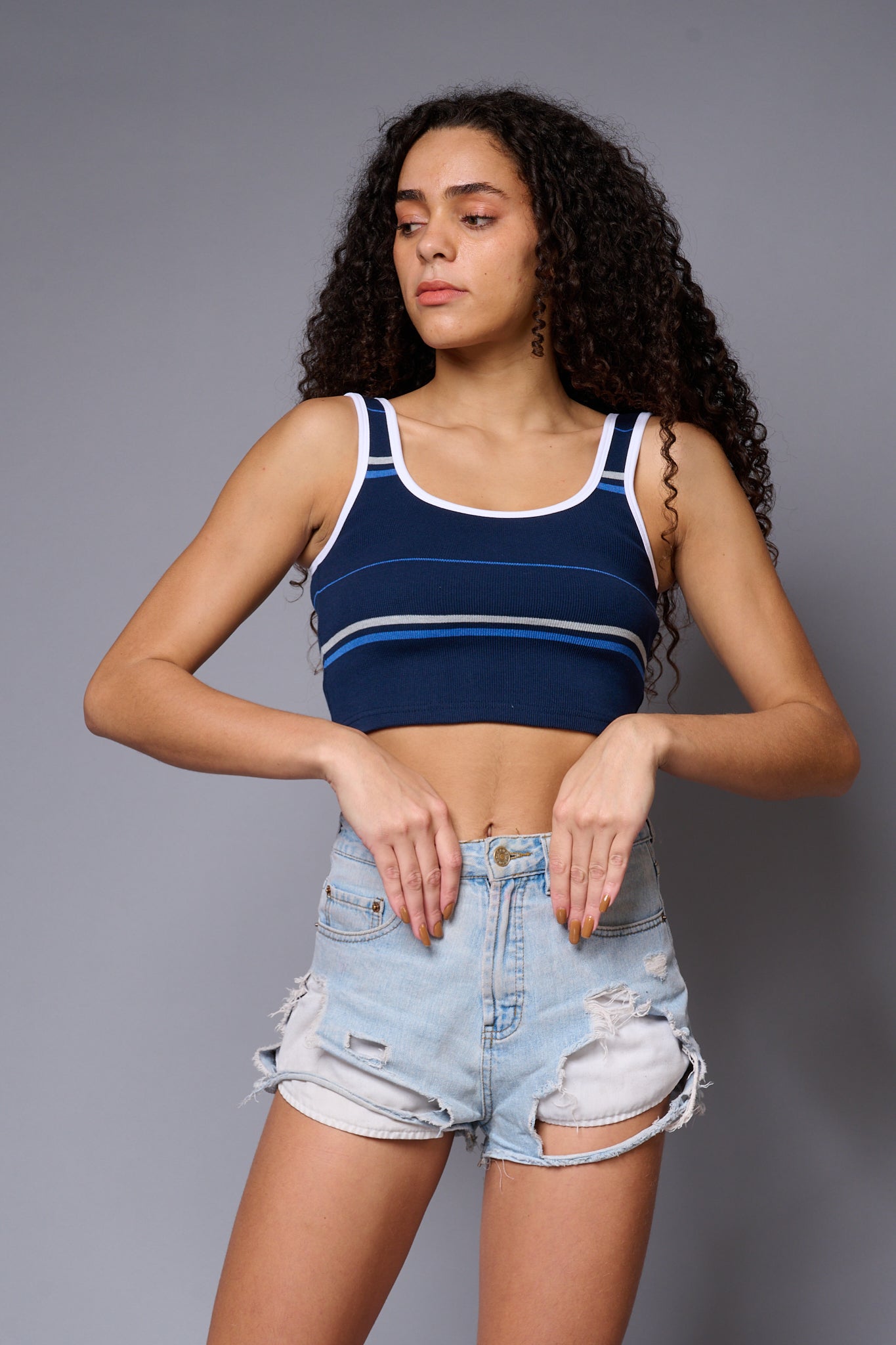 Blue Crop Top Crop Top for Women - Go Devil
