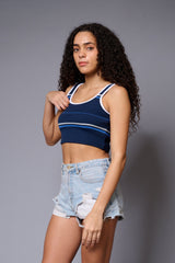 Blue Crop Top Crop Top for Women - Go Devil