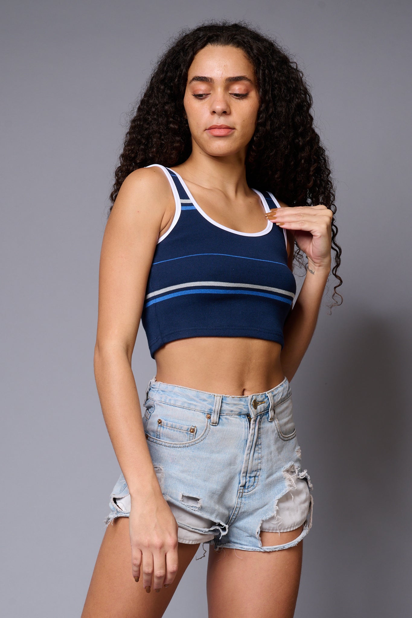 Blue Crop Top Crop Top for Women - Go Devil