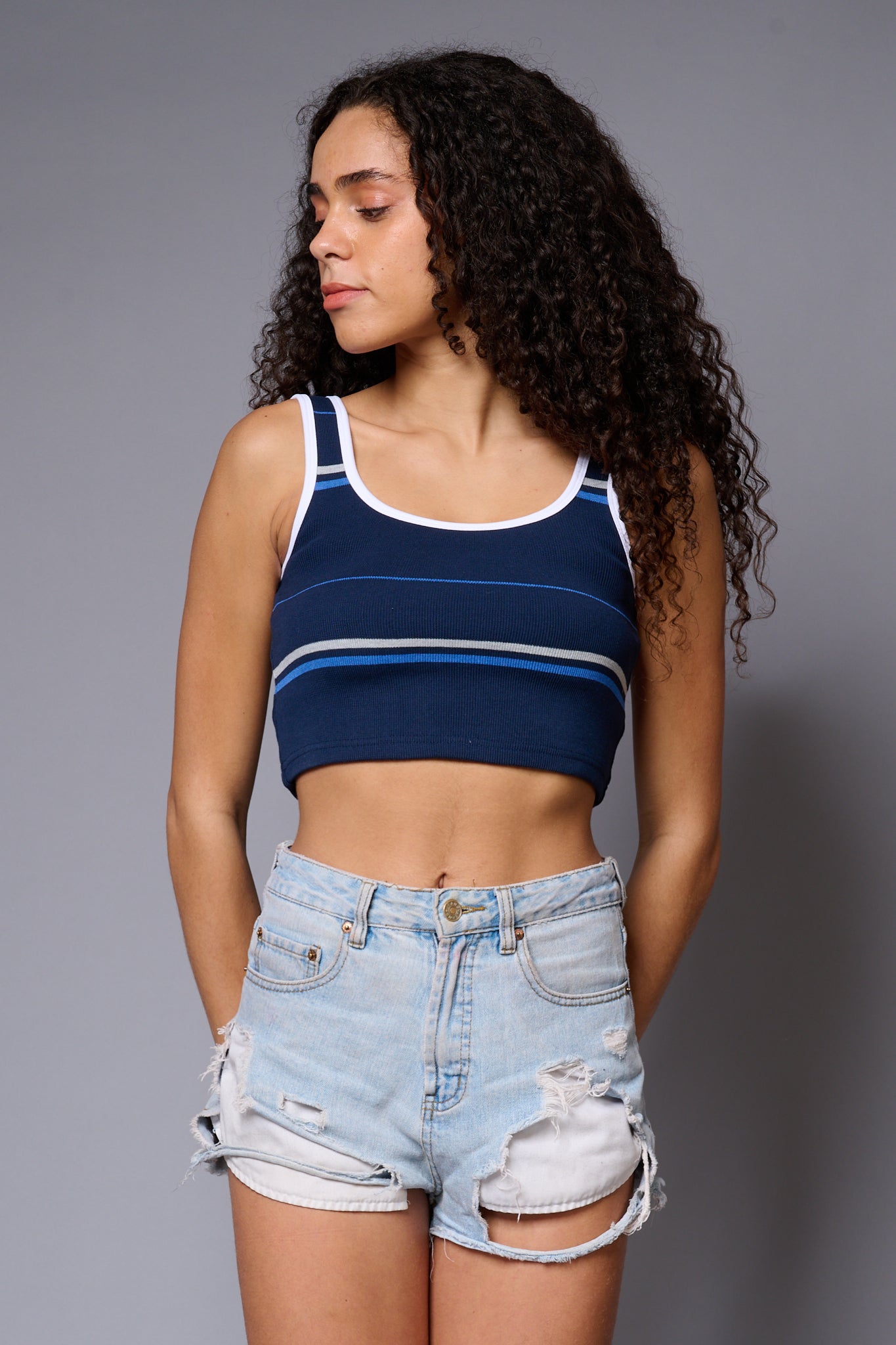 Blue Crop Top Crop Top for Women - Go Devil