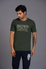 Brown Devil Printed Green T-Shirt for Men - Go Devil