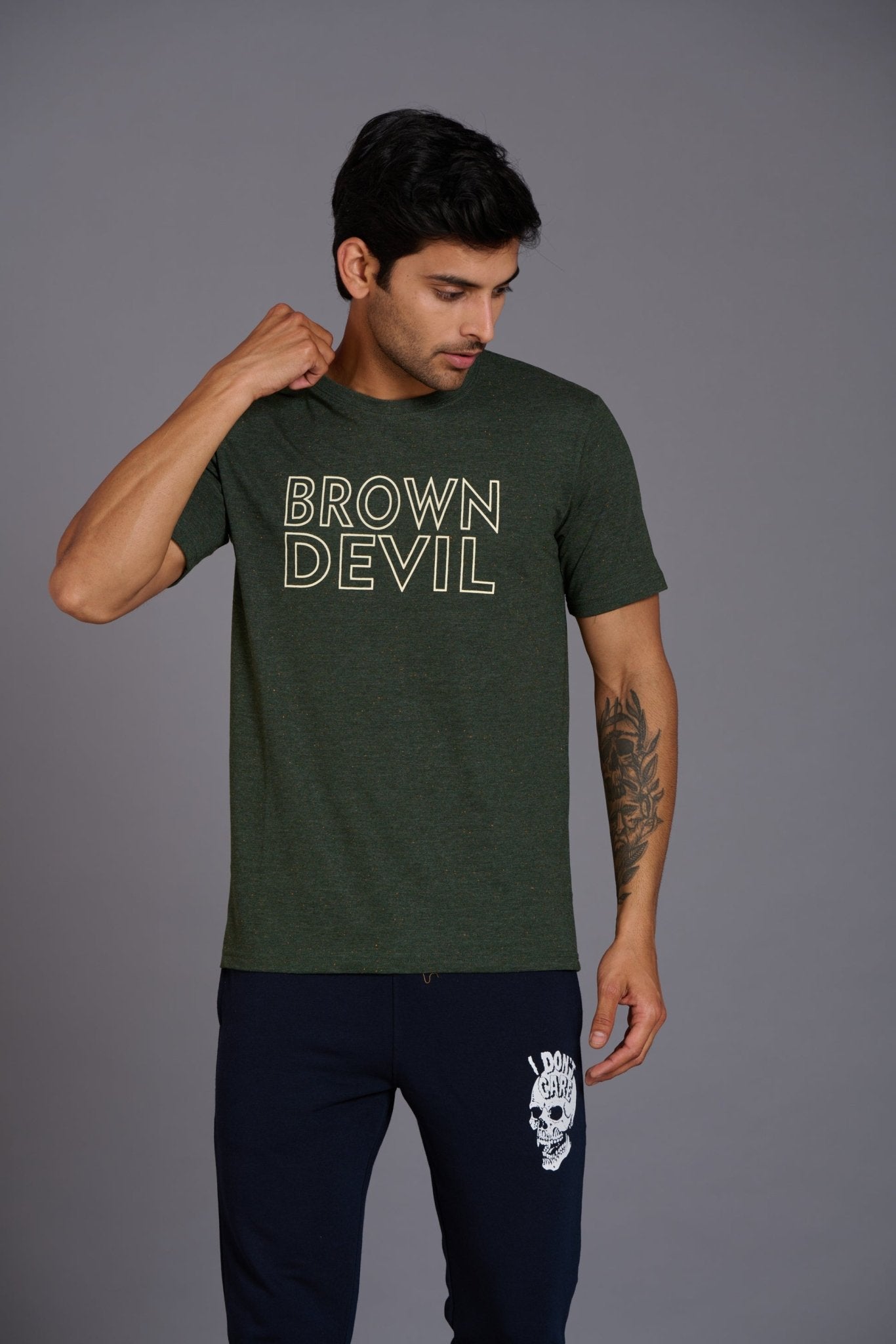 Brown Devil Printed Green T-Shirt for Men - Go Devil
