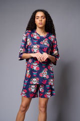 Colourful Skull Printed Premium Co-ord Set for Women - Go Devil