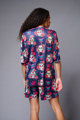 Colourful Skull Printed Premium Co-ord Set for Women - Go Devil