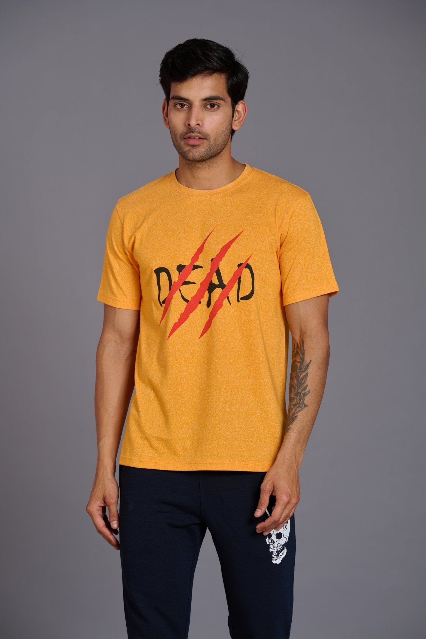 Dead Devil Printed Yellowish T-Shirt for Men - Go Devil