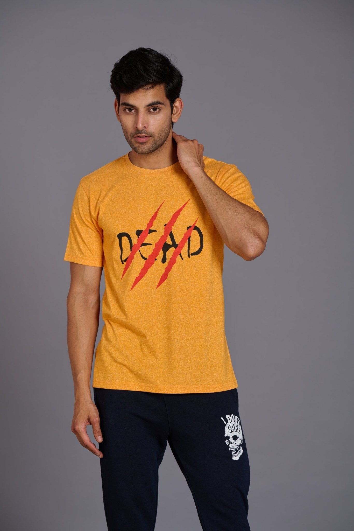 Dead Devil Printed Yellowish T-Shirt for Men - Go Devil