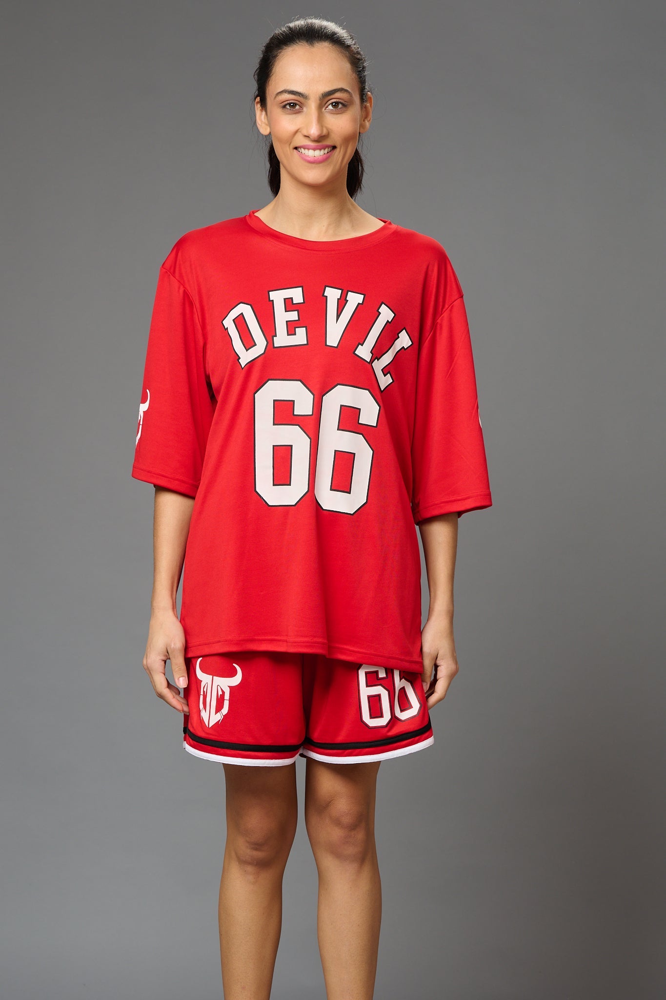 Devil 66 (in Red) Printed Co-ord Set for Women - Go Devil