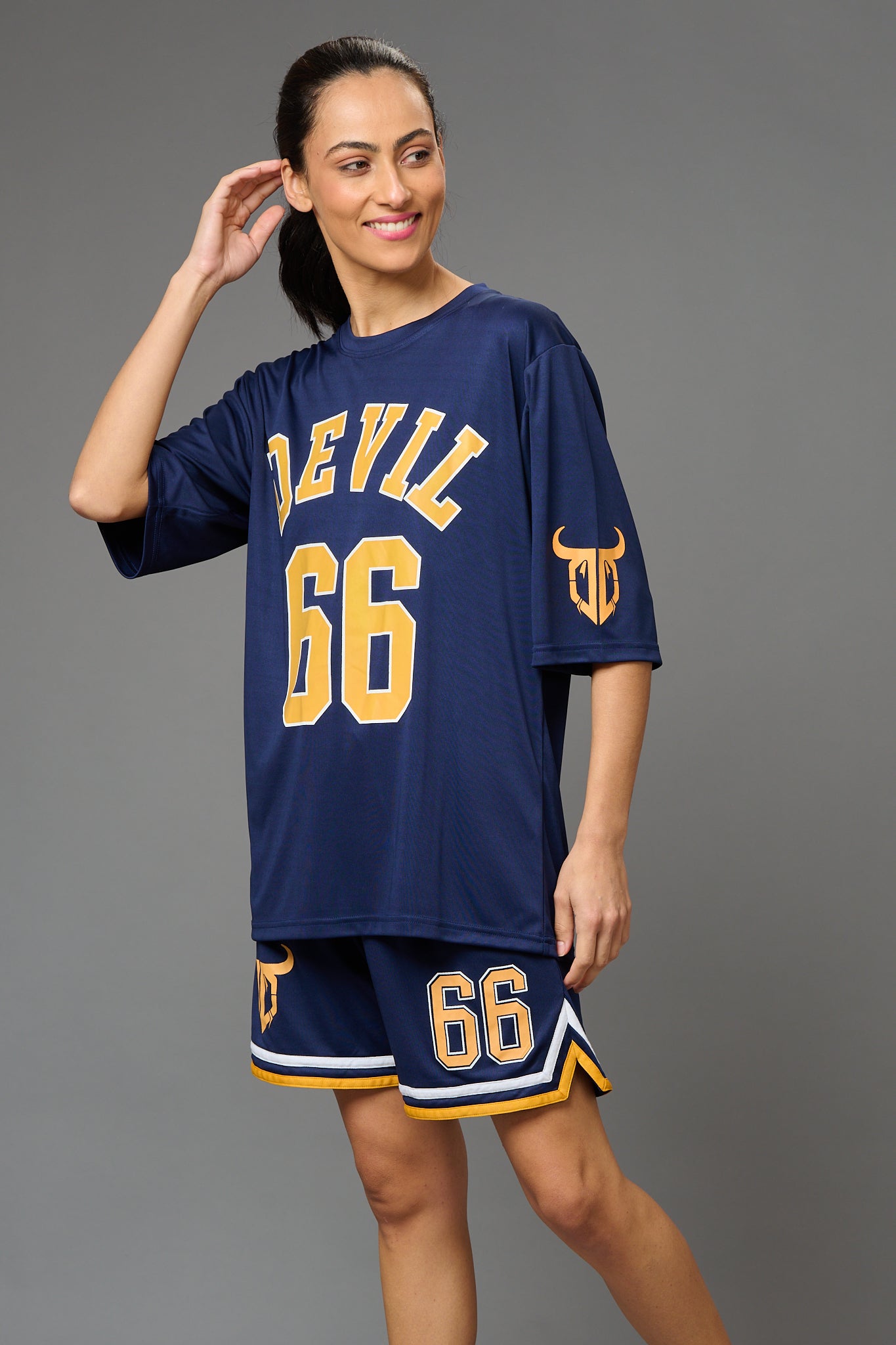 Devil 66 Printed Co-ord Navy Set for Women - Go Devil