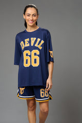 Devil 66 Printed Co-ord Navy Set for Women - Go Devil