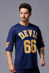 Devil 66 Printed Navy Polyester Jersy for Men - Go Devil