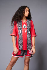 Devil (in White) Printed Red and Black Snake Co-ord Set for Women - Go Devil