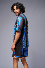 Devil Printed Snake Design Blue & Black Co-ord Set for Men - Go Devil