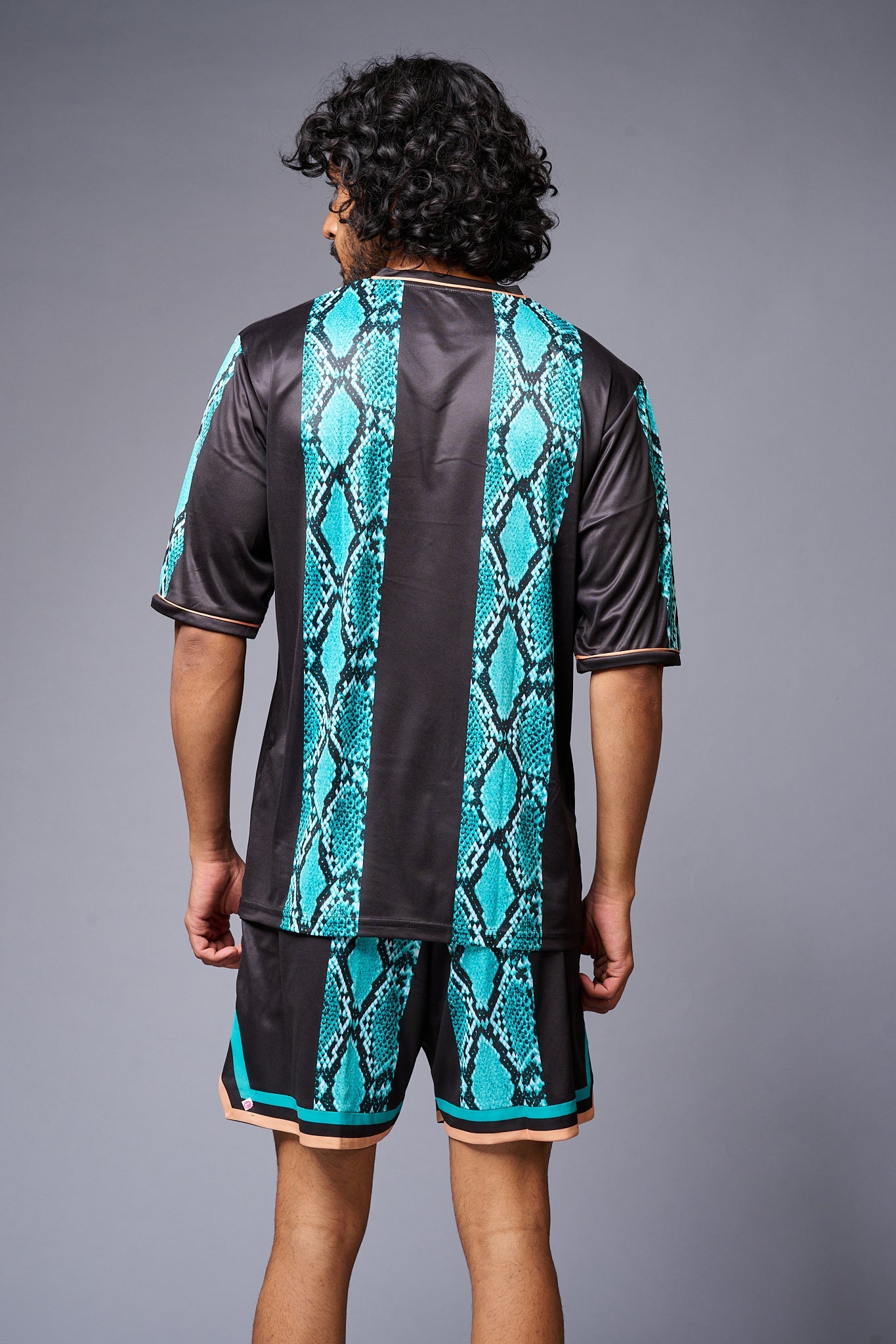 Devil Printed Snake Design in Green & Black Co-ord Set for Men - Go Devil