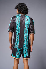 Devil Printed Snake Design in Green & Black Co-ord Set for Men - Go Devil