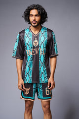 Devil Printed Snake Design in Green & Black Co-ord Set for Men - Go Devil