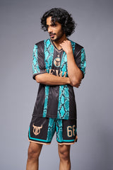 Devil Printed Snake Design in Green & Black Co-ord Set for Men - Go Devil