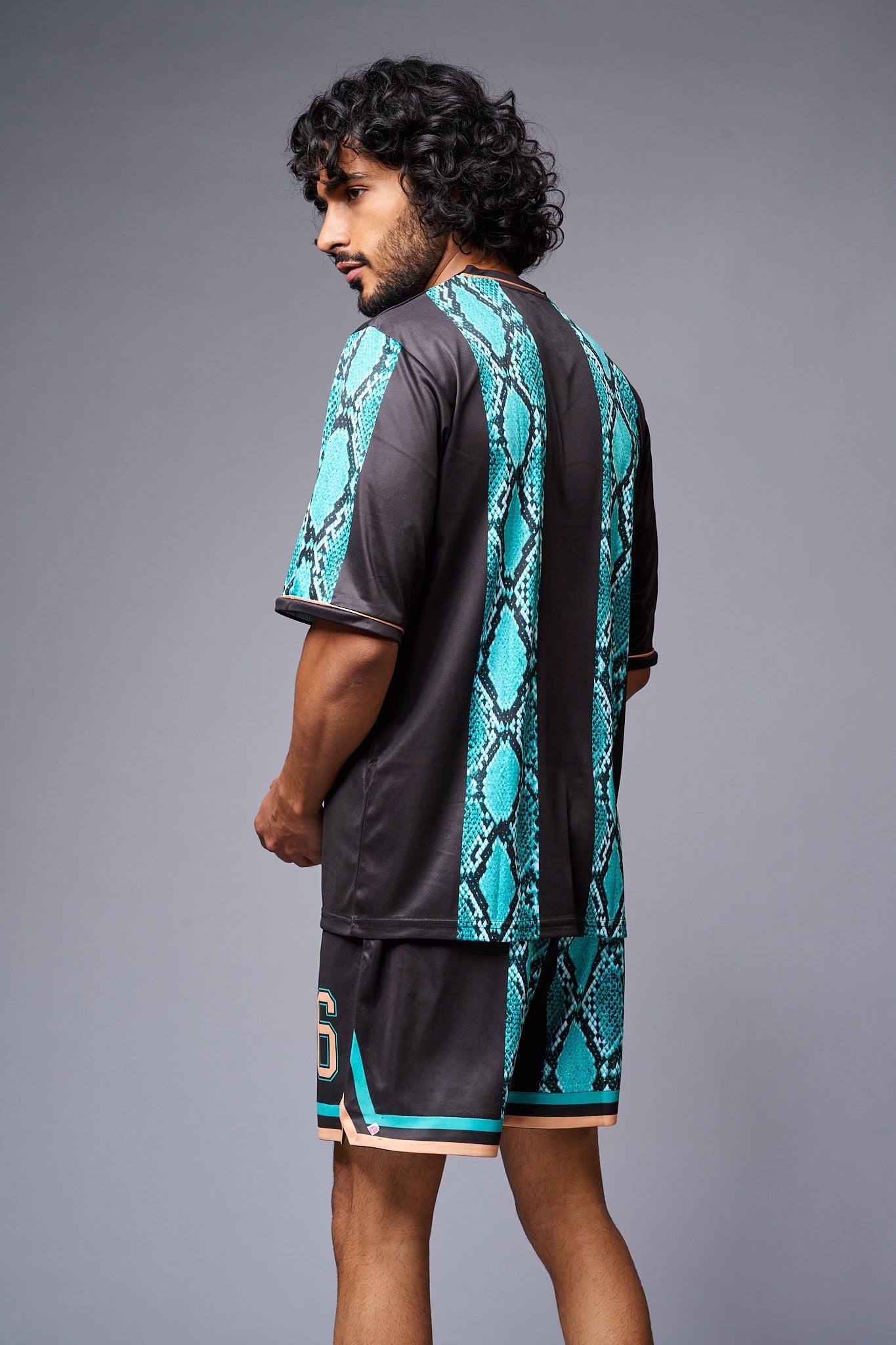 Devil Printed Snake Design in Green & Black Co-ord Set for Men - Go Devil