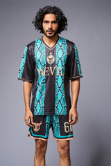 Devil Printed Snake Design in Green & Black Co-ord Set for Men - Go Devil