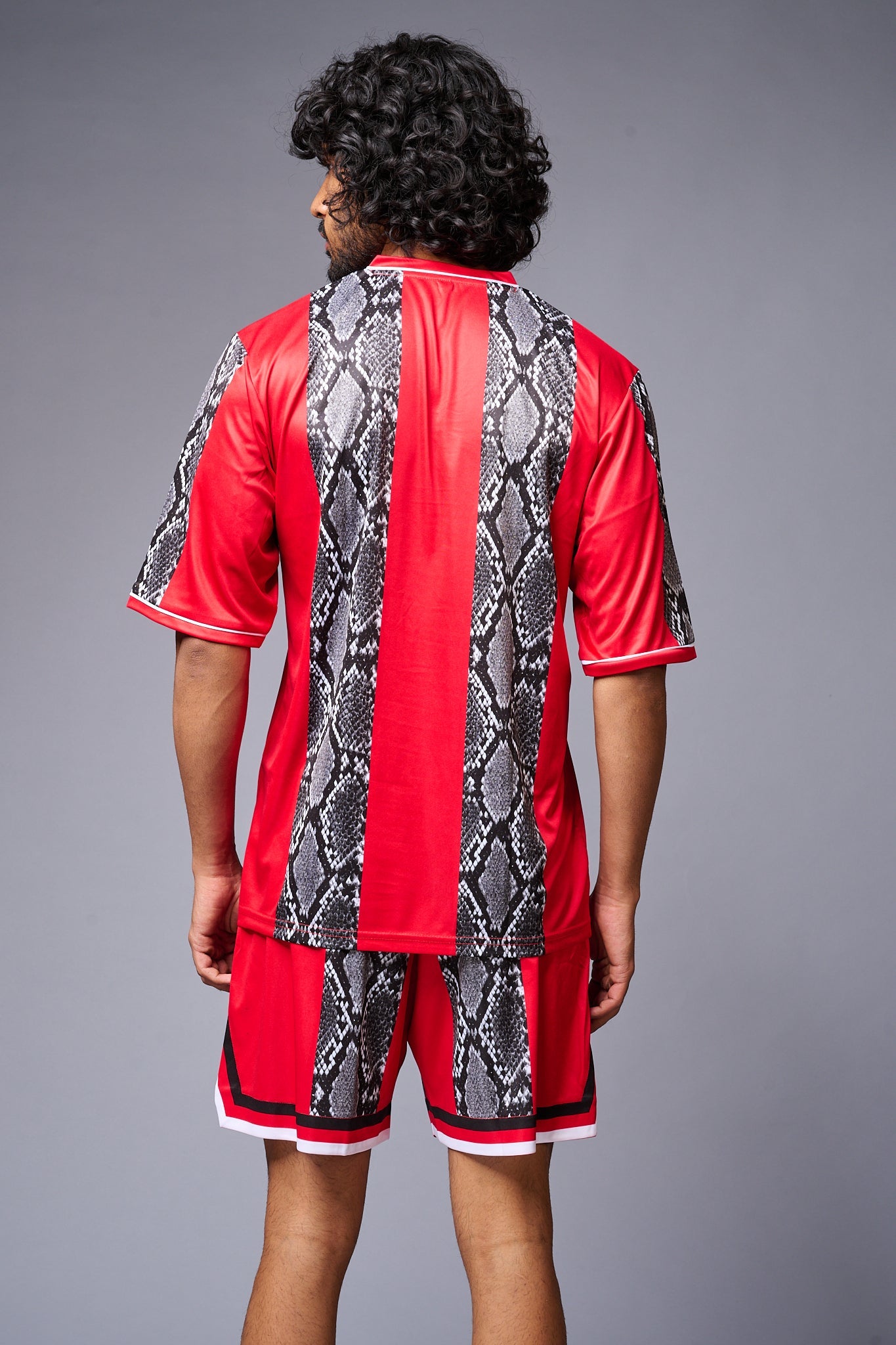 Devil Printed Snake Design Red & Black Co-ord Set for Men - Go Devil