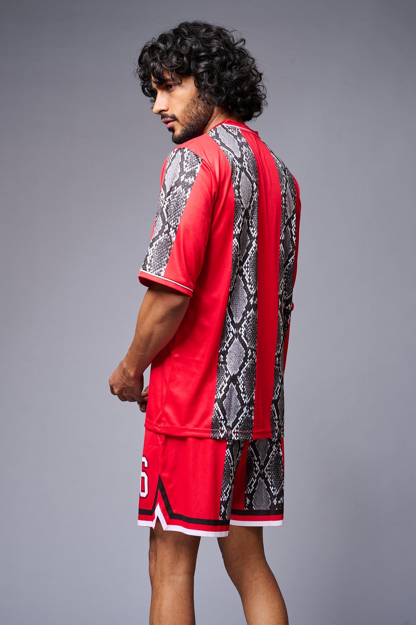 Devil Printed Snake Design Red & Black Co-ord Set for Men - Go Devil