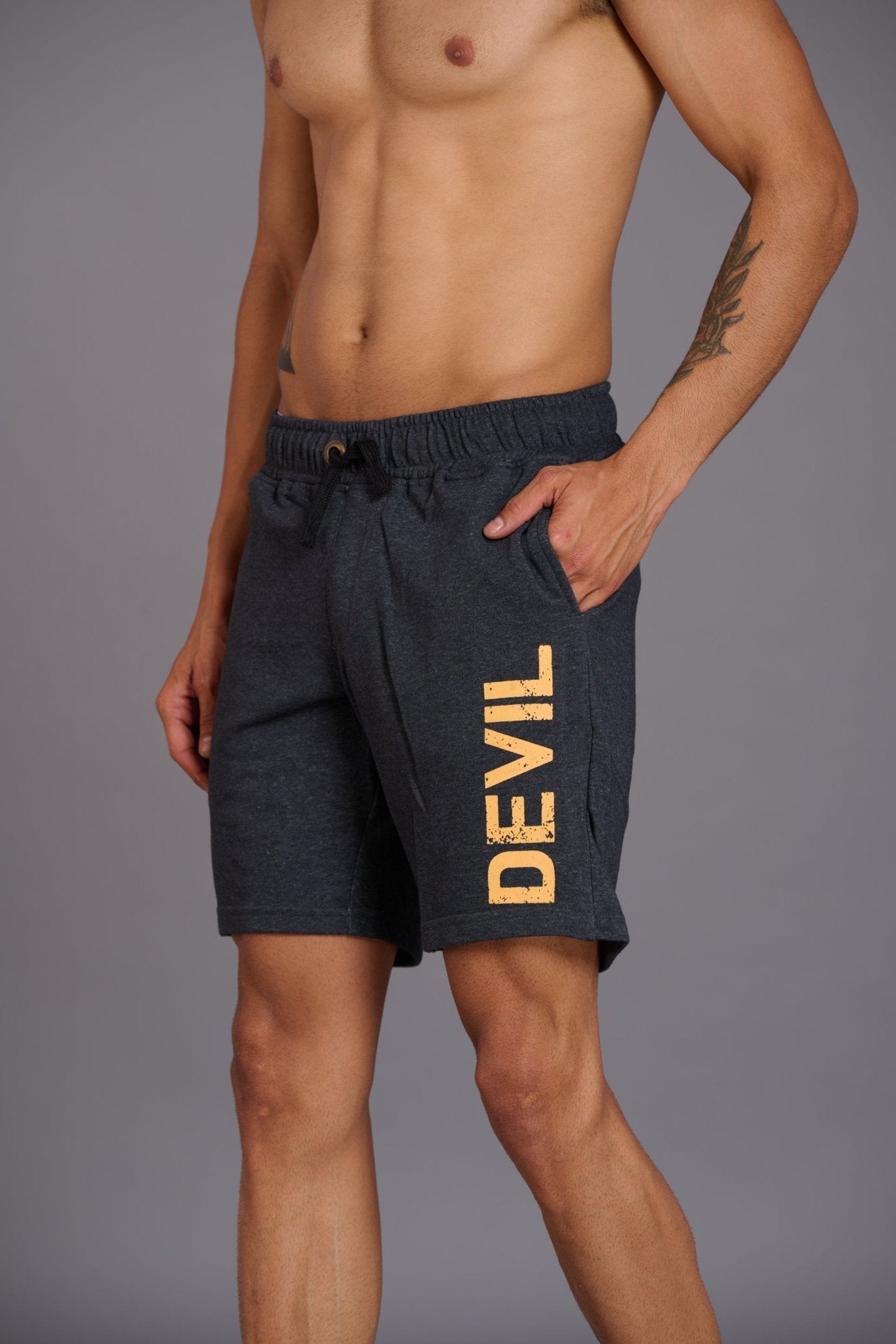 Devil Printed Yellow Shorts for Men - Go Devil