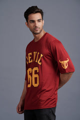 Devil Signature Jersy 66 Printed Burgundy & Yellow for Men - Go Devil
