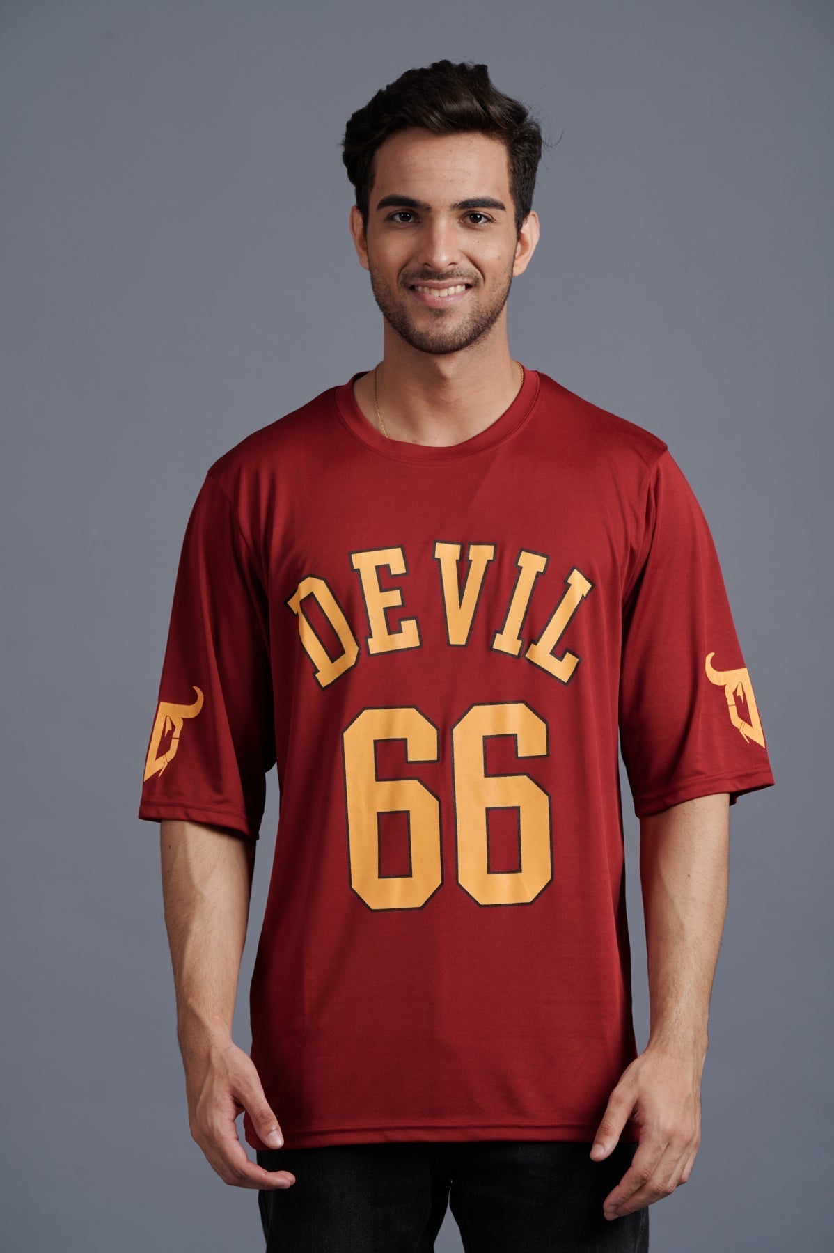 Devil Signature Jersy 66 Printed Burgundy & Yellow for Men - Go Devil