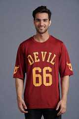 Devil Signature Jersy 66 Printed Burgundy & Yellow for Men - Go Devil