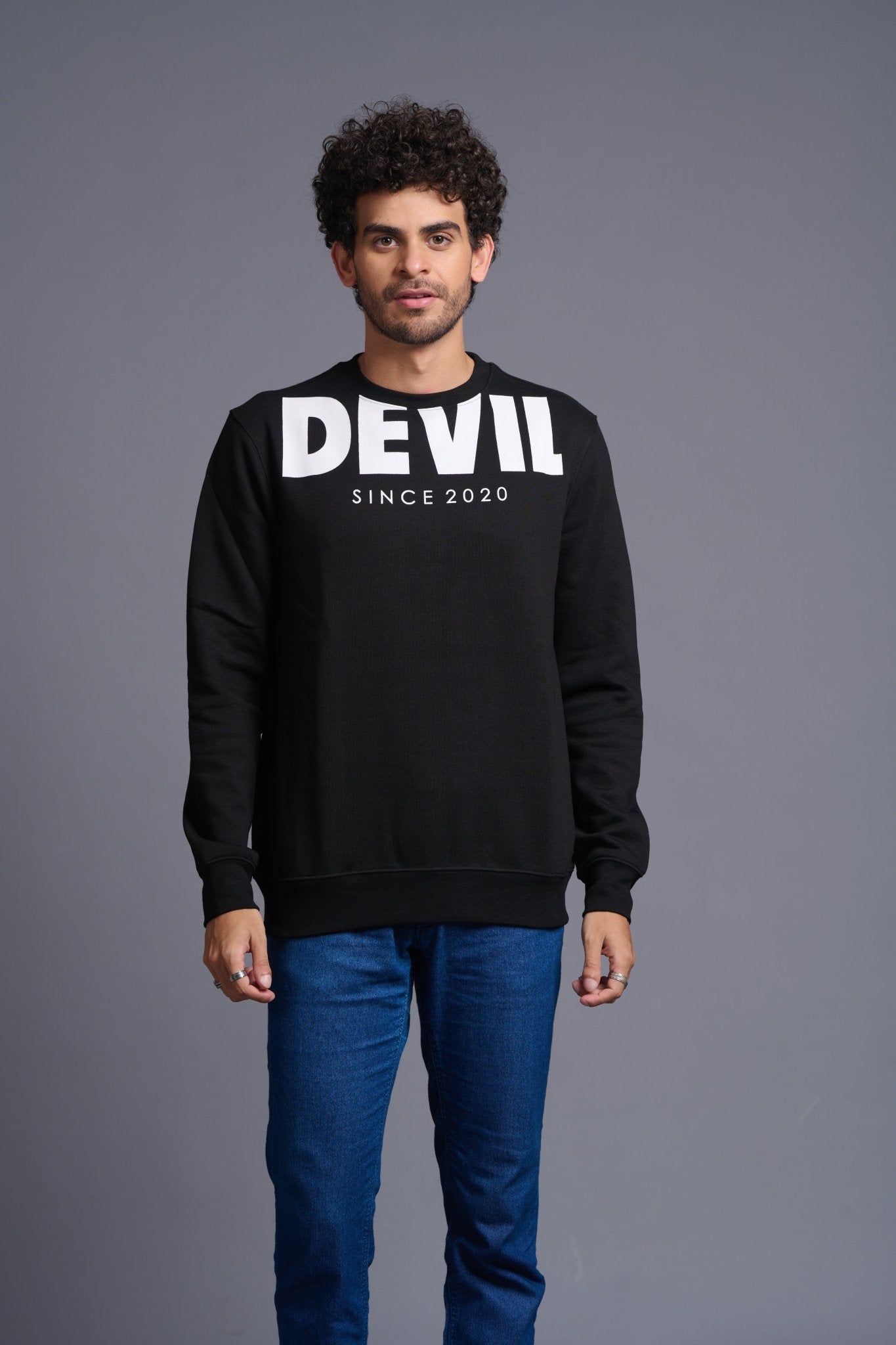 Devil Since 2020 Printed Black Sweatshirt for Men - Go Devil