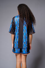 Devil (with logo) Blue & Black Snake Print Co-ord Set for Women - Go Devil