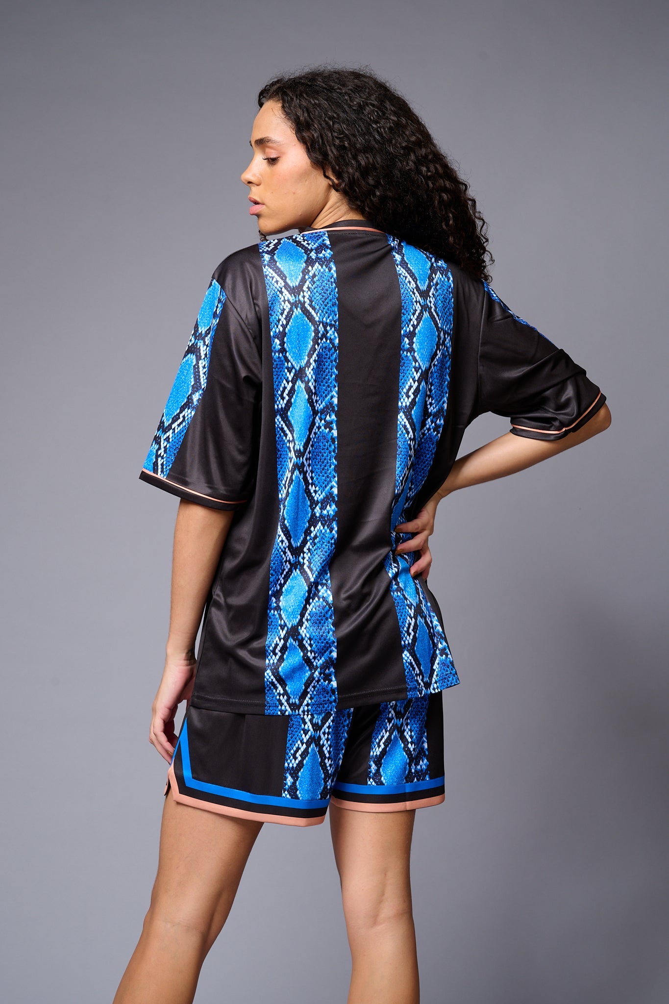 Devil (with logo) Blue & Black Snake Print Co-ord Set for Women - Go Devil
